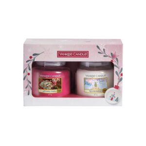 set yankee candle: snow globe wonderland, peppermint, scented candle, 411 g + peppermint pinwheels, peppermint, scented candle, 411 g