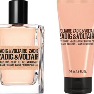 set zadig & voltaire: this is her! vibes of freedom, eau de parfum, for women, 50 ml + this is her! vibes of freedom, hydrating, body lotion, 50 ml