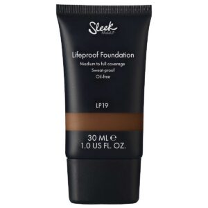 sleek makeup, lifeproof, senza olio, alta copertura, fondotinta in crema, lp19, 30 ml