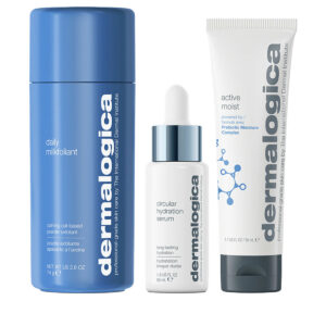 smooth + hydrate set dermalogica: daily milkfoliant, exfoliating, exfoliating powder, 74 g + active moist, prebiotics, hydrating, cream, for face, 50 ml + circular hydration, hyaluronic acid, serum, for face, 30 ml