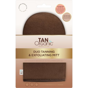 tanorganic, duo tanning & exfoliating, guanti abbronzanti, marrone