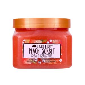 set regalo, tree hut, peach sorbet, esfoliazione, scrub per il corpo, 510 ml