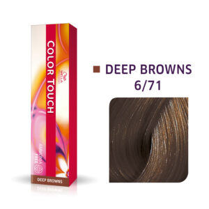 wella professionals, color touch, senza ammoniaca, tintura per capelli semi permanente, 6/71 dark blonde ash chestnut, 60 ml
