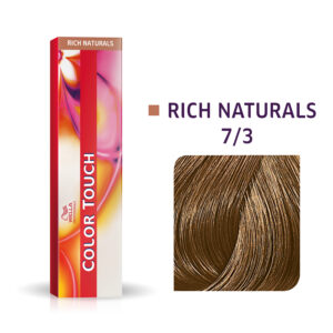 wella professionals, color touch, senza ammoniaca, tintura per capelli semi permanente, 7/3 medium blonde chestnut pearl, 60 ml