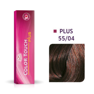 wella professionals, color touch plus, senza ammoniaca, tintura per capelli semi permanente, 55/04 intense light natural red brown, 60 ml