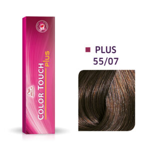 wella professionals, color touch plus, senza ammoniaca, tintura per capelli semi permanente, 55/07 light chestnut intense natural brown, 60 ml