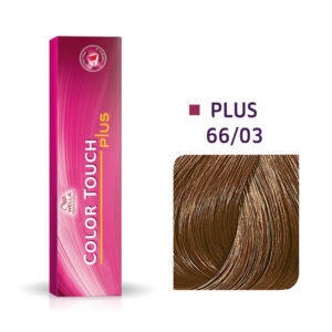 wella professionals, color touch plus, senza ammoniaca, tintura per capelli semi permanente, 66/03 dark blonde natural golden intense, 60 ml