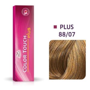 wella professionals, color touch plus, senza ammoniaca, tintura per capelli semi permanente, 88/07 light blonde natural intense chestnut, 60 ml