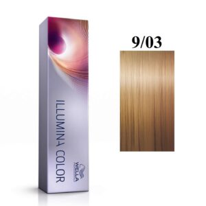 wella professionals, illumina color, tinta per capelli permanente, 9/03 bright blonde natural golden, 60 ml