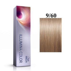 wella professionals, illumina color, tinta per capelli permanente, 9/60 bright blonde natural violet, 60 ml