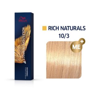 wella professionals, koleston perfect me+, tinta per capelli permanente, 10/3 lightest gold blonde, 60 ml