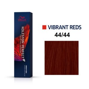 wella professionals, koleston perfect me+, tinta per capelli permanente, 44/44 medium intense red brown, 60 ml