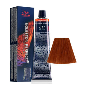 wella professionals, koleston perfect me+, tinta per capelli permanente, 7/47 medium blonde red brown, 60 ml