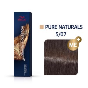 wella professionals, koleston perfect me+, tinta per capelli permanente, 5/07 light chestnut natural brown, 60 ml