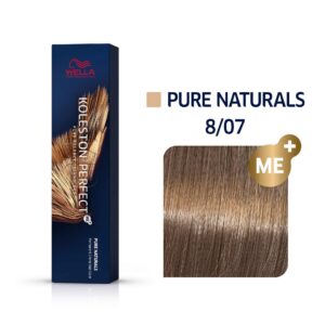 wella professionals, koleston perfect me+, tinta per capelli permanente, 8/07 light blonde natural chestnut, 60 ml