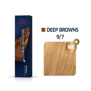 wella professionals, koleston perfect me+, tinta per capelli permanente, 9/7 bright blond chestnut, 60 ml