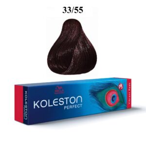 wella professionals, koleston perfect, tinta per capelli permanente, 33/55 dark chestnut intense mahogany, 60 ml