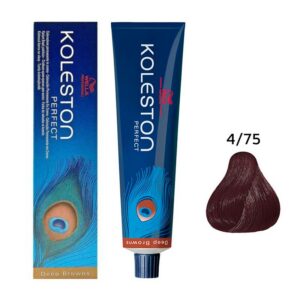 wella professionals, koleston perfect, tinta per capelli permanente, 4/75 medium brown mahogany brown, 60 ml