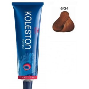 wella professionals, koleston perfect, tinta per capelli permanente, 6/34 dark blonde golden red, 60 ml
